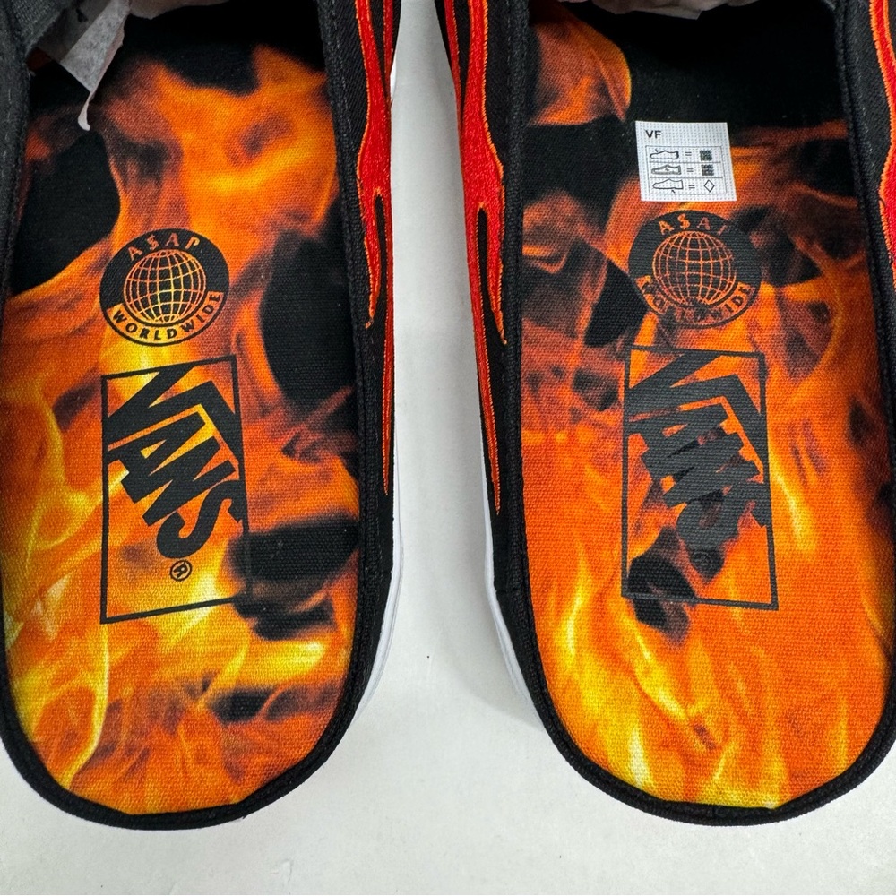 Vans x A$AP Worldwide Classic Slip-On Mules Black Flame - Picture 10 of 16